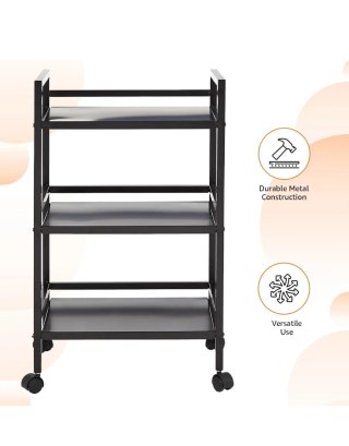 Amazon Basics Carro metálico con 3 niveles, Negro