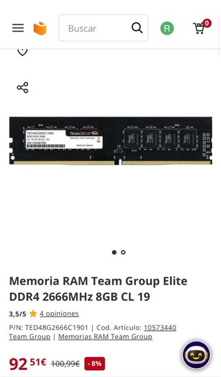 2x Team Group DDR4 8GB 2666MHz RAM