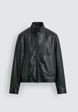 Cazadora Piel Zara Verde Talla M