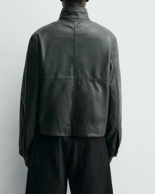 Cazadora Piel Zara Verde Talla M