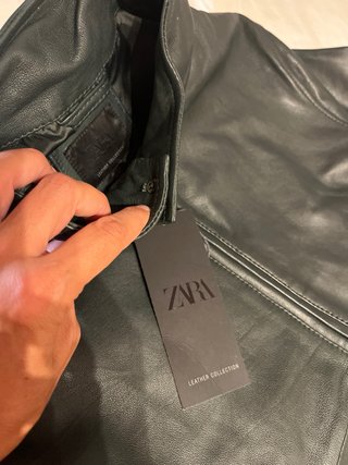 Cazadora Piel Zara Verde Talla M