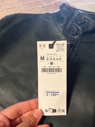 Cazadora Piel Zara Verde Talla M