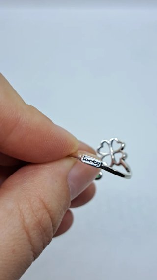 Anillo Trébol Plata Ley 925 Ajustable