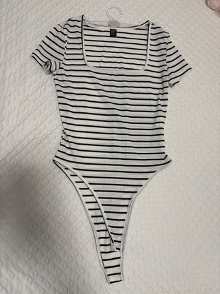 Body SHEIN rayas manga corta escote cuadrado