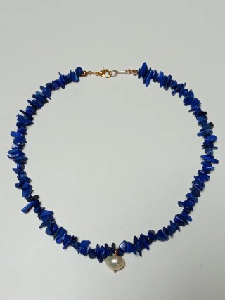 Collar Lapislázuli Natural Perla Barroca
