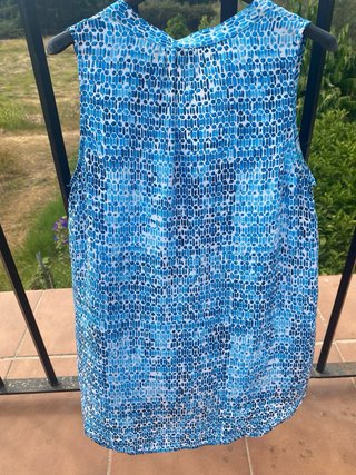 Blusa sin mangas 100% Seda Azul Mercer & Madison S