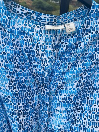 Blusa sin mangas 100% Seda Azul Mercer & Madison S