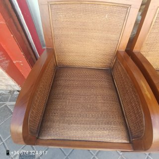 Sillón madera maciza y mimbre