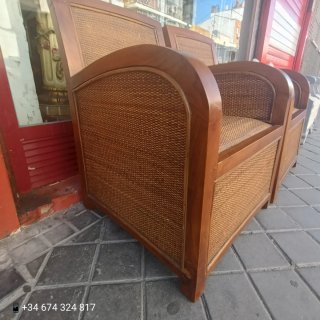 Sillón madera maciza y mimbre