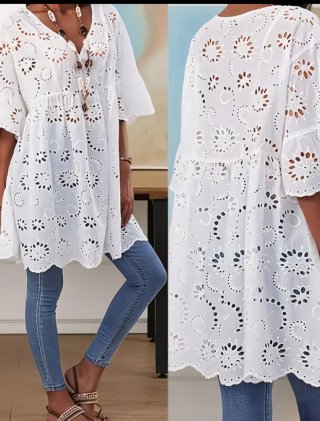 Blusa blanca bordada talla única