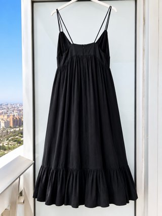 Vestido largo negro Purpur lino y algodón