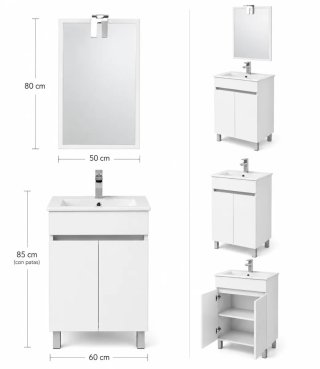 Mueble De Baño con lavabo y Espejo 60cm