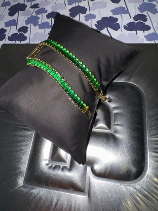 Pulsera Tenis Esmeralda brillo gold