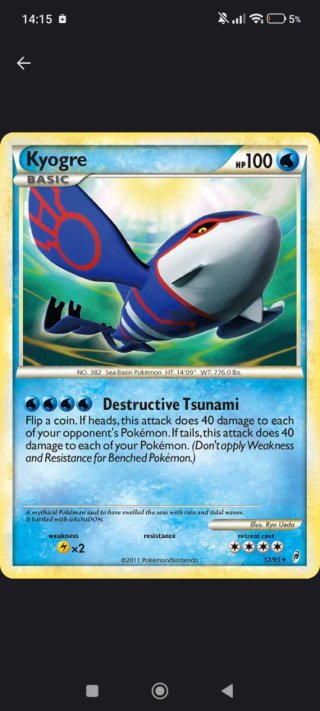 Carta Pokémon Kyogre HP 100
