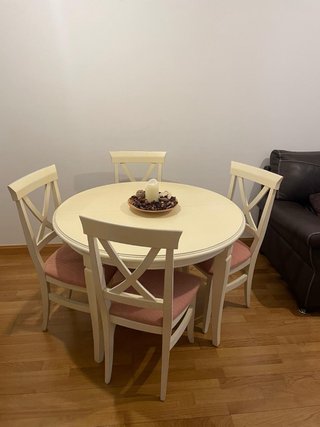 Mesa comedor vintage extensible + 4 sillas