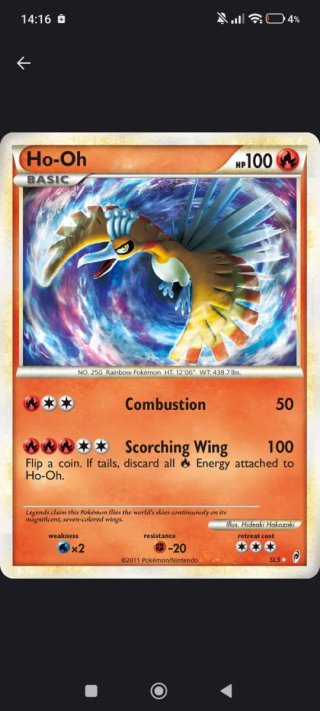 Carta Pokémon Ho-Oh Basic HP 100