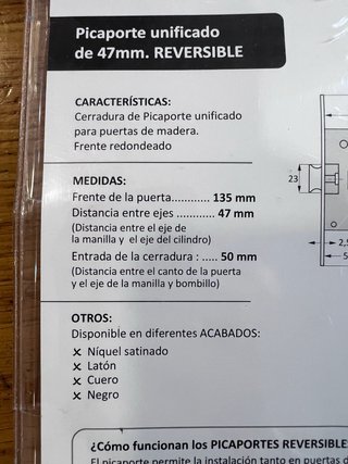 Fechadura Reversível 47mm