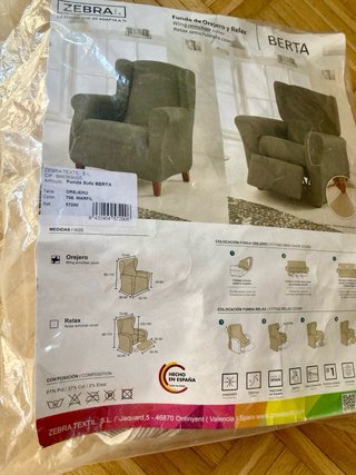 Funda Sillón Orejero BERTA Textil Zebra NUEVA