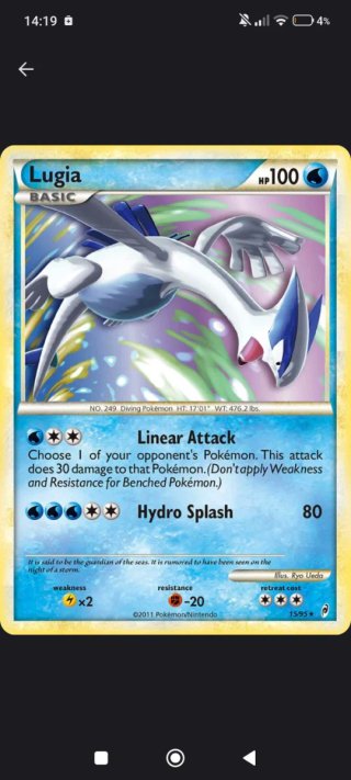 Carta Pokémon Lugia HP 100