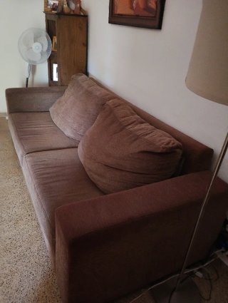 Sofá Cama 3 Plazas Marrón Tela