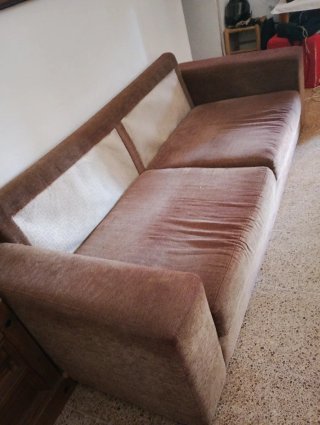 Sofá Cama 3 Plazas Marrón Tela