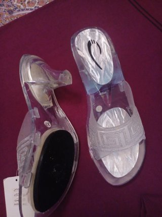 Sabot donna trasparenti argento