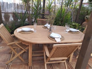 Mesa Jardín Teka Madera Ovalada