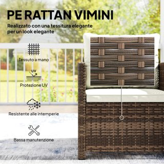 Set da Giardino 3pz in Rattan PE e Acciaio con 2 P
