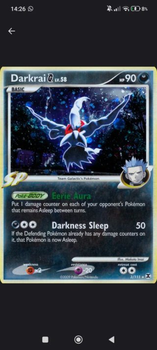 Carta Pokémon Darkrai SP Lv.58
