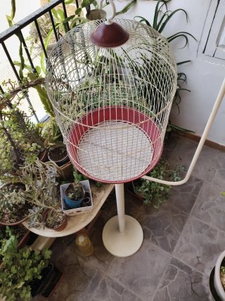 Jaula decorativa para aves con pedestal