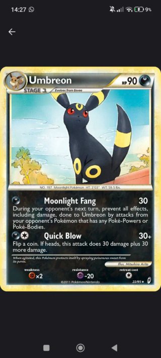 Carta Pokémon Umbreon HP 90