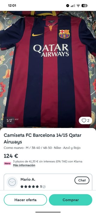 Camiseta FC Barcelona 2014/15 Nike talla L