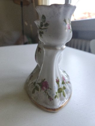 Candelabro vintage 3 fiamme porcellana Chodziez