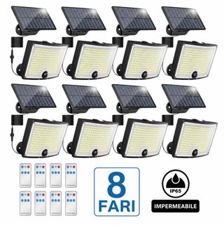 8 Faretti Solari LED 250W con Telecomando