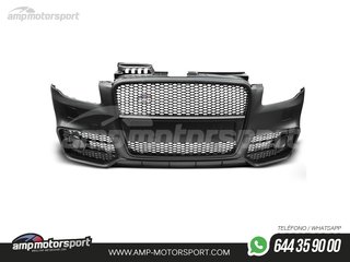 PARAGOLPES DELANTERO PARA AUDI A4 B7 LOOK RS4 NEGRO CON PDC Y SRA