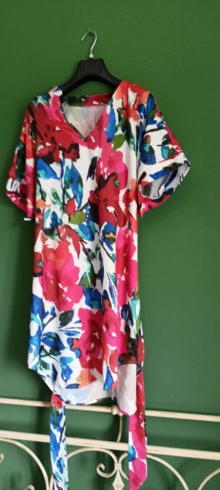Vestido camisero estampado con cinturón