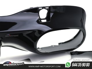 DIFUSOR TRASERO NEGRO BRILLO CON COLAS REDONDAS NEGRAS PARA MERCEDES CLA C118