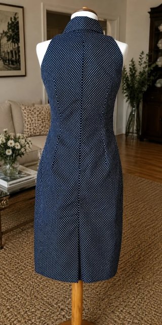 Vestido Pin Up Azul Marino Lunares