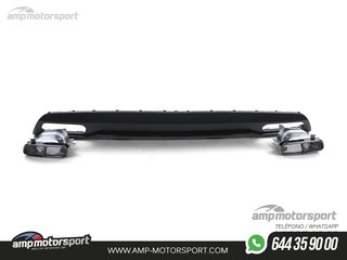 DIFUSOR TRASERO NEGRO BRILLO CON COLAS NEGRAS PARA MERCEDES CLASE A W176