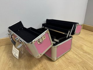 Maletín maquillaje rosa y plata