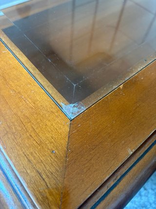 Mesa de salón madera y cristal
