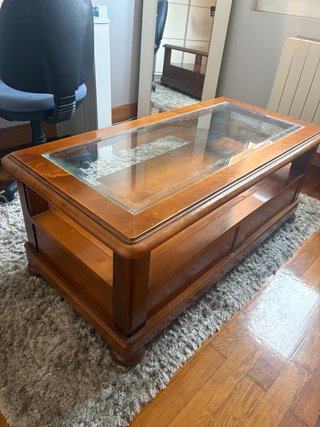 Mesa de salón madera y cristal