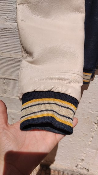 Chaqueta Cuero Vintage Wu-Wear Azul/Beige