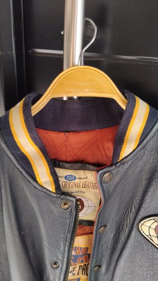 Chaqueta Cuero Vintage Wu-Wear Azul/Beige