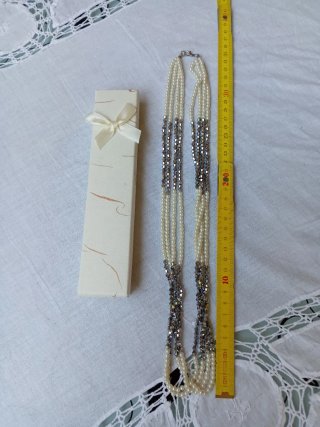Collana multifilo perle e cristalli 70 cm