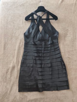 Vestido fiesta halter satén negro