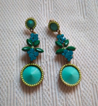 Pendientes largos fiesta boda verdes