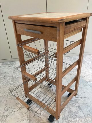 Carrito Cocina Madera y Metal con Cajón