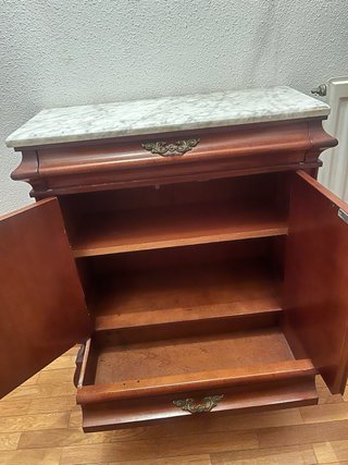 Mesa recibidor madera y mármol