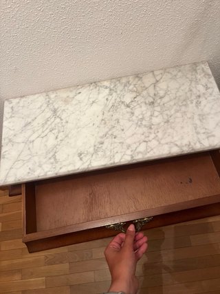 Mesa recibidor madera y mármol